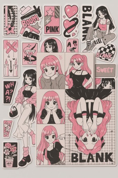 Наклейки "Pink girl" 