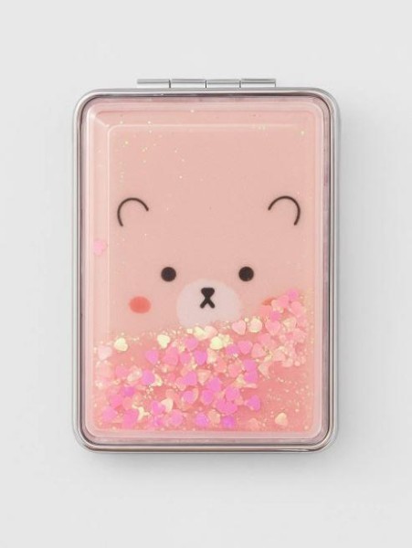 Зеркало-шейкер раскладное "Animal bear", pink (8*6 см) 