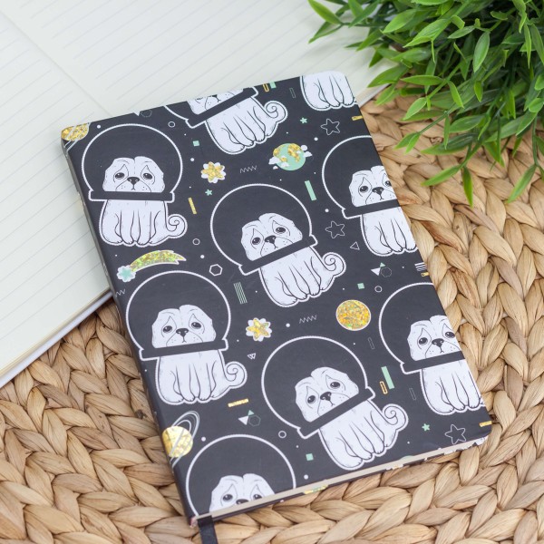 Блокнот (A5) "Space dog", black (14.5*21) 
