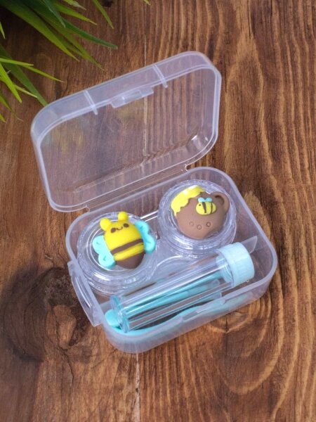 Контейнер для линз "Duble bees-honey", green 