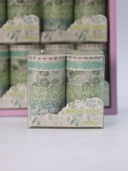 Набор декоративного скотча 10 шт. "Flower power", green 