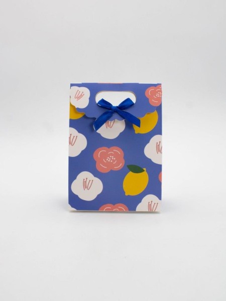 Пакет подарочный (XS) "Big flowers", blue (12x6x16) 