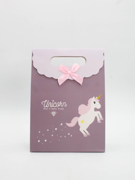 Пакет подарочный  (M) "Lovely unicorn", brown (19x 9 x 27) 