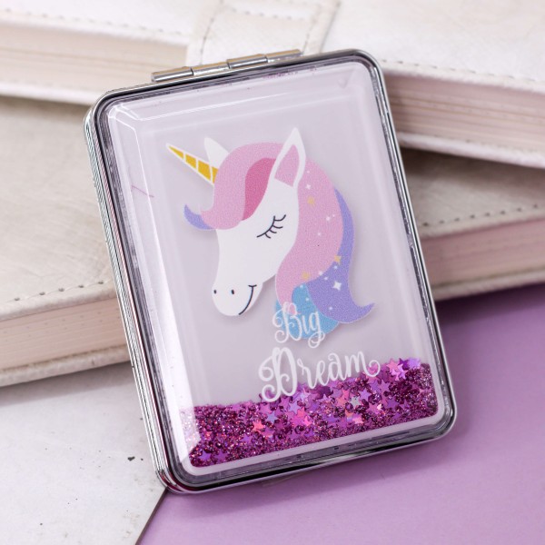 Зеркало-шейкер раскладное "Sparkles unicorn", purple (8*6 см) 