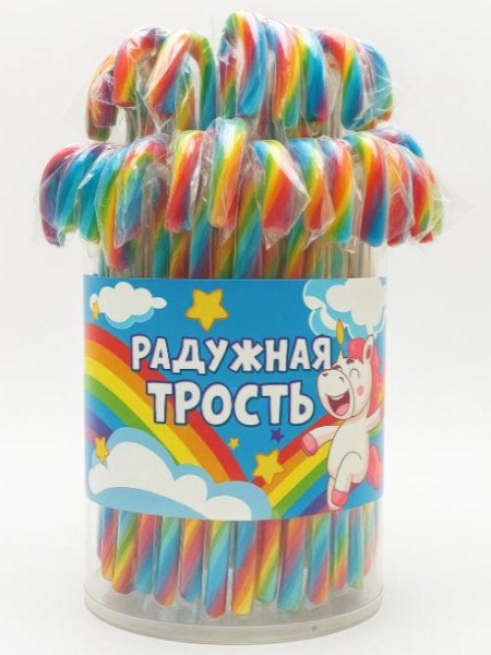 Леденцы S.L."Радужная Трость", клубничный Пломбир (шоубокс - 60 шт.) 