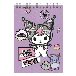 Блокнот А5 "Kuromi SO CUTE", 60 л, клетка, обложка картон 200 гр/м2, 141*201 мм