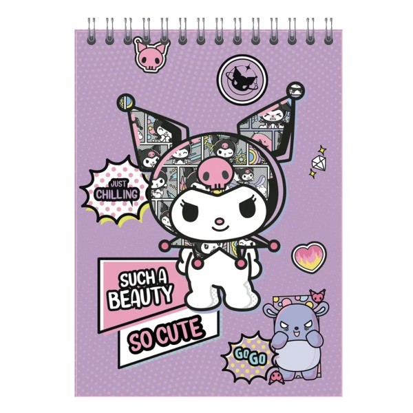 Блокнот А5 "Kuromi SO CUTE", 60 л, клетка, обложка картон 200 гр/м2, 141*201 мм 