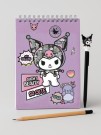 Блокнот А5 "Kuromi SO CUTE", 60 л, клетка, обложка картон 200 гр/м2, 141*201 мм