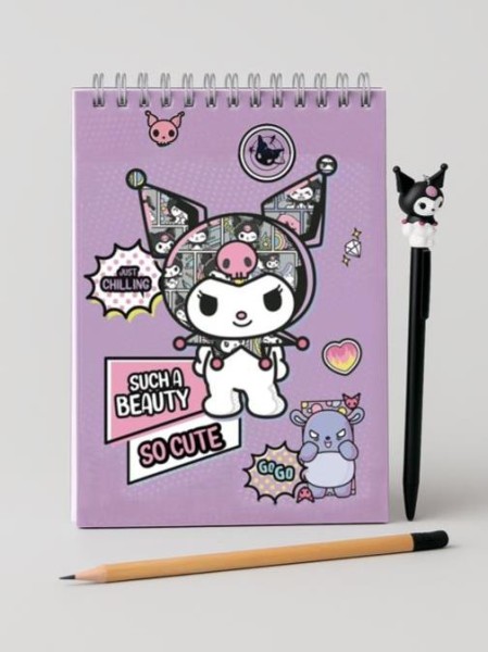 Блокнот А5 "Kuromi SO CUTE", 60 л, клетка, обложка картон 200 гр/м2, 141*201 мм 