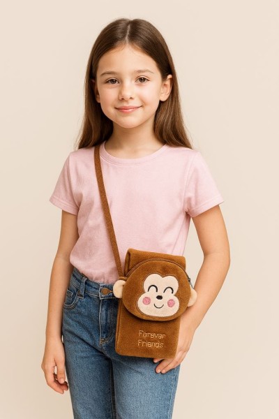 Сумочка плюшевая "Sleeping monkey", brown (17*10 см) 