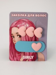 Набор заколок для волос GIRLY 2 шт. "Big hearts", pink