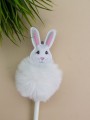 Ручка с помпоном "Fluffy hare", white