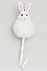 Ручка с помпоном "Fluffy hare", white