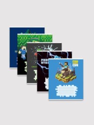 Тетрадь А5 "My Game", 24л, линейка, обл. мелов. картон + ВД-лак, mix