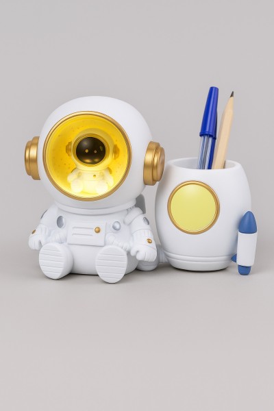 Ночник - подставка для канцелярских принадлежностей «Cosmo rocket», white (16 см), пластик 