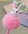 Ручка с помпоном "Fluffy hare", hot pink