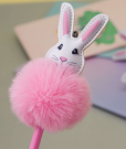 Ручка с помпоном "Fluffy hare", hot pink