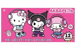 Акварель медовая "Hello Kitty" and friends", 12 цветов б/к
