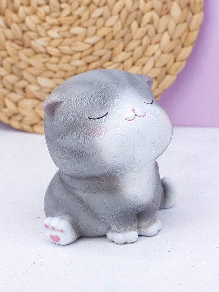 Копилка "Gray cat", sitting (19,5 см), пластик 