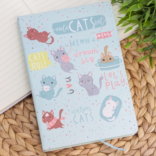 Блокнот (A5) "Chill cats", blue (14.5*21) 
