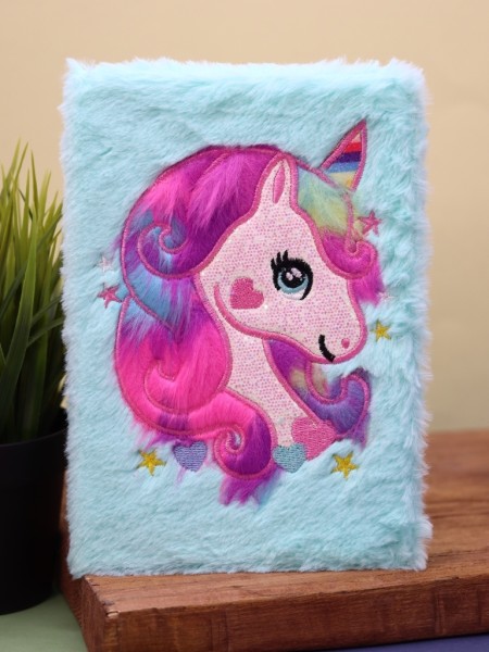 Блокнот плюшевый "Beautiful unicorn", green 