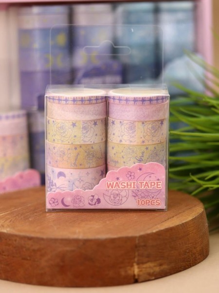 Набор декоративного скотча 10 шт. "Night magic", pink 