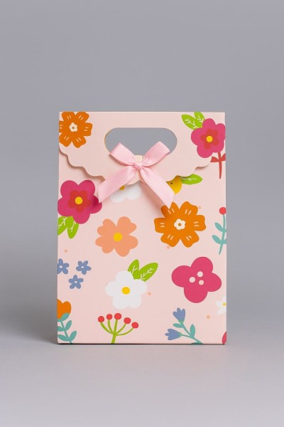 Пакет подарочный (XS) "Big flowers", orange (12x6x16) 