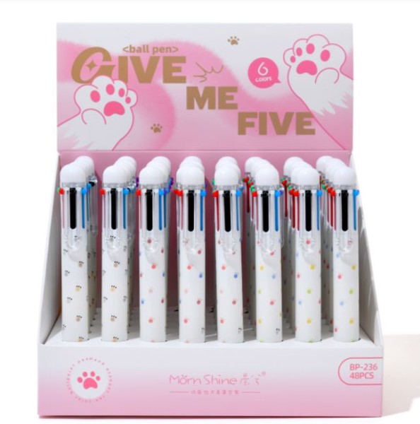 Разноцветная ручка 6 в 1 "Lots of paws", mix, шоу-бокс 48 шт. 