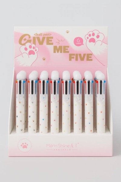 Разноцветная ручка 6 в 1 "Lots of paws", mix, шоу-бокс 48 шт. 