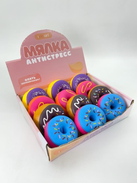 Мялка - антистресс «Donut», шоу-бокс 12 шт. 