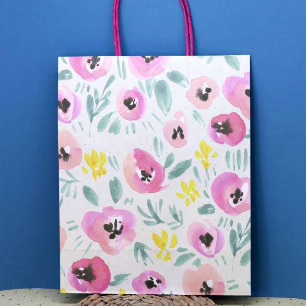 Пакет подарочный (M) «Flowers bloom», pink (26*32*12) 