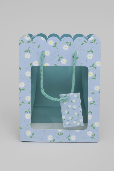 Пакет подарочный «Craft flowers», blue (18*23*10) 