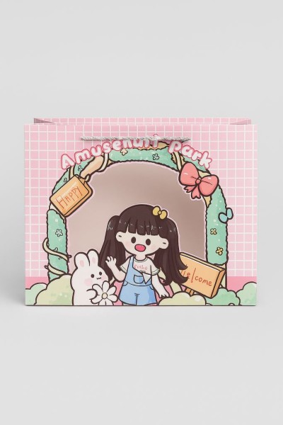 Пакет подарочный (XS) "Anime girl", pink (19.5*14.5*8.5) 