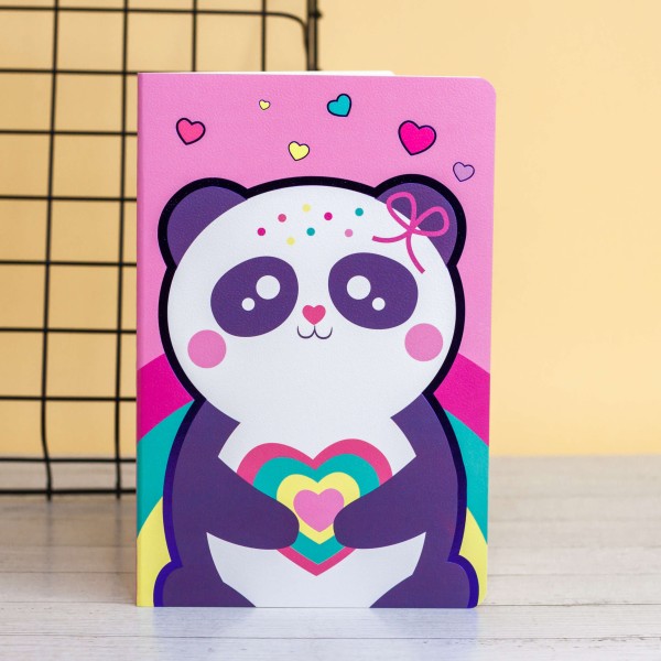 Тетрадь (A5) "Rainbow panda heart" (13.5*20.5) 