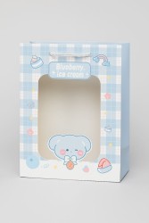 Пакет подарочный (M) "Lovely animals, plaid", blue (33*25*12)