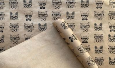 Упаковочная бумага "Cats", craft (0,71*10 м)