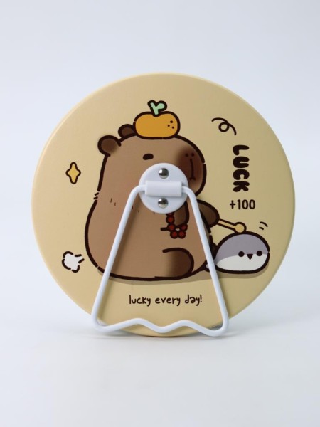 Зеркало настольное "Capybara is happy", желтое, 15,6*15,6 см 