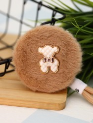 Плюшевое раскладное зеркало брелок "Bear", коричневое (7*7 см)