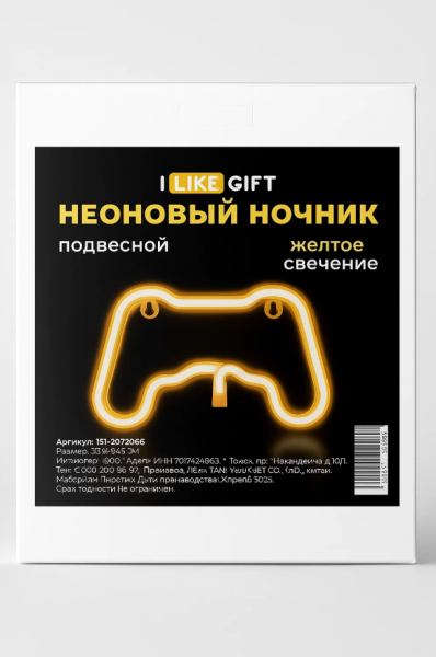 Неоновый подвесной ночник "Final game", тёплое свечение (23,5*13,5 см) 