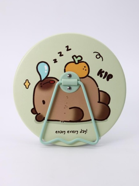Зеркало настольное "Capybara is happy", зеленое, 15,6*15,6 см 