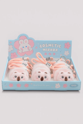 Плюшевое раскладное зеркало брелок "Capybara", розовое, шоу-бокс 12 шт.