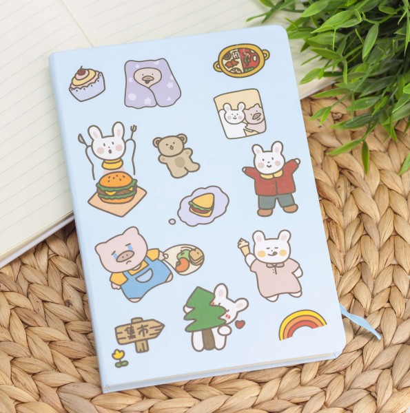 Блокнот (A5) "Happy animals", blue (14.5*21) 