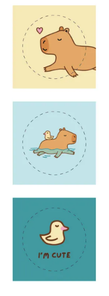 Набор значков «Capybara and duck» 