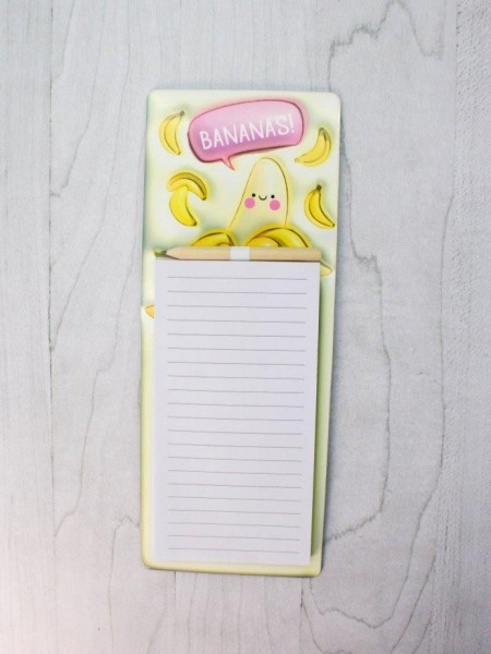 Магнитный блок для записей с карандашом «Bananas», yellow, 10х27 см 