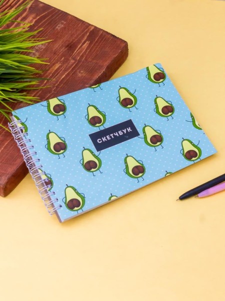 Скетчбук "Avocado and popka" 14х20 см,  плотность 190 гр 