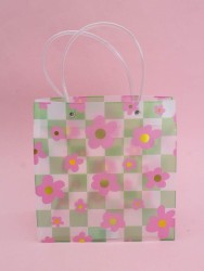 Пакет подарочный прозрачный «Flowers from film», green square (22*21,5*10)