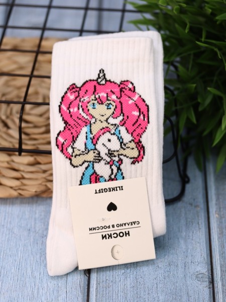 Носки женские "I'm unique unicorn girl", р. 35-40, белый 