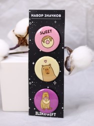 Набор значков 3 шт. iLikeGift «Capybara donut»