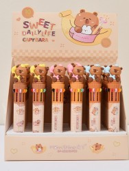 Разноцветная ручка 10 в 1 "Capybara is flying", pink, шоу-бокс 36 шт.