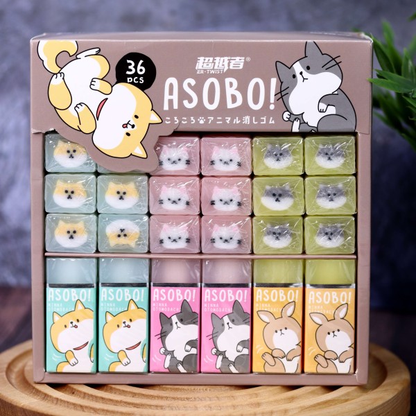 Ластик «Cute animal», mix, шоу-бокс 36 шт. 
